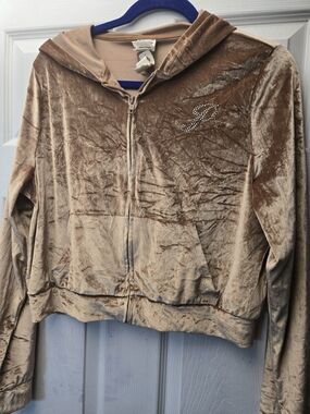NWT Victoria's Secret PINK Gold Velour Zip Up Hoodie With Rhinestone Detail